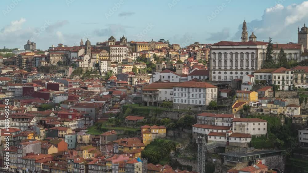 Porto Portugal time lapse, city skyline at Porto Ribeira old town
