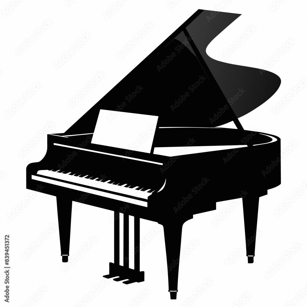 Grand piano vector silhouette on white background Grand piano vector silhouette on white background