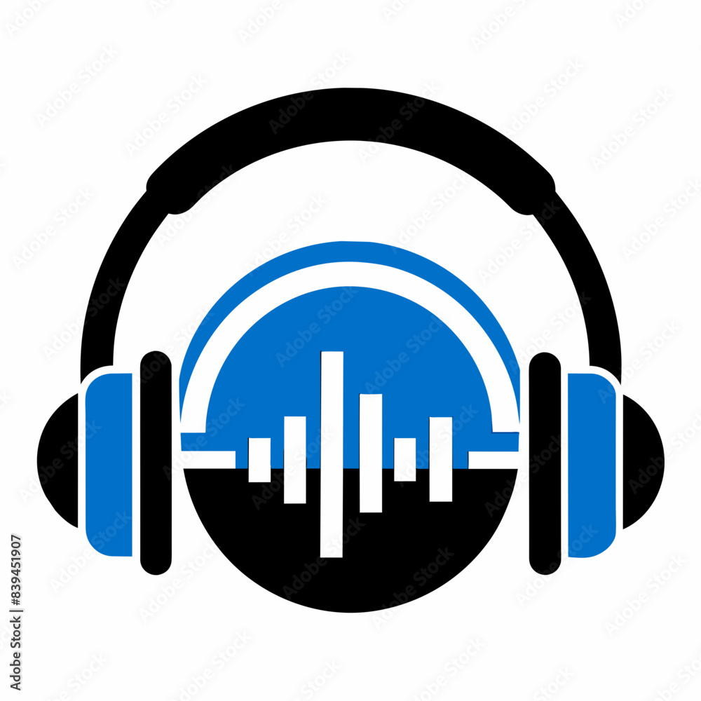 Logo de Audiphones y Oasis Tonos Negros y Azules vector illustration Logo de Audiphones y Oasis Tonos Negros y Azules vector illustration