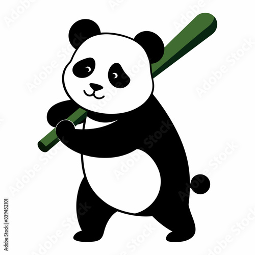 Playing panda with a base bat vector illustration on white background