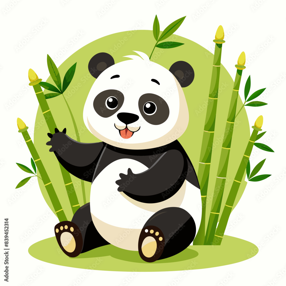 Playing panda with a bamboo vector illustration on white background Playing panda with a bamboo vector illustration on white background