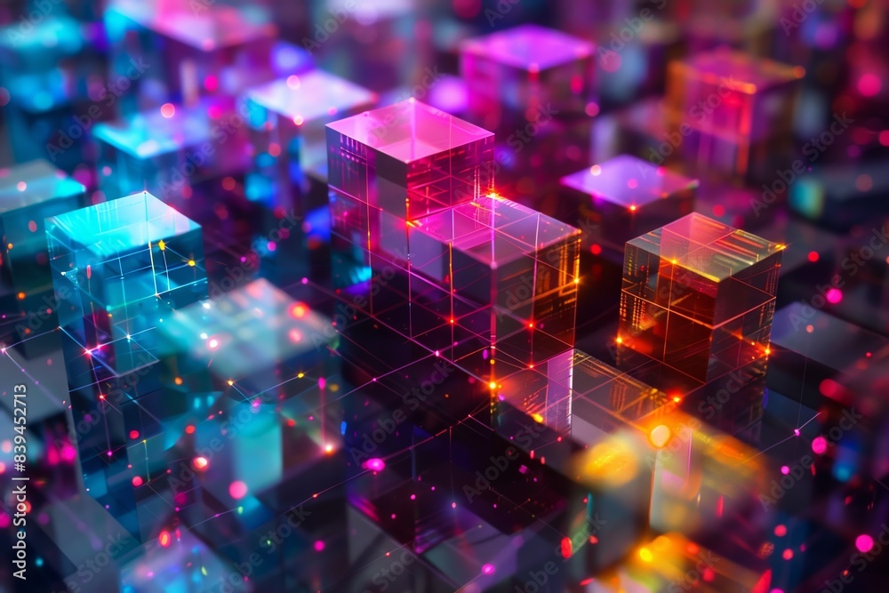 31 Vibrant holographic 3D structures with a neon color scheme 31 Vibrant holographic 3D structures with a neon color scheme
