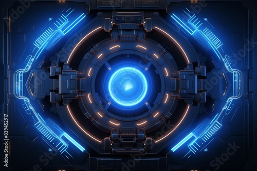 Futuristic Blue Sci-Fi Portal Concept