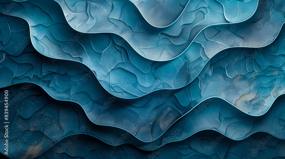 Layers of abstract, textured blue waves creating a mesmerizing, ocean-inspired pattern. Layers of abstract, textured blue waves creating a mesmerizing, ocean-inspired pattern.