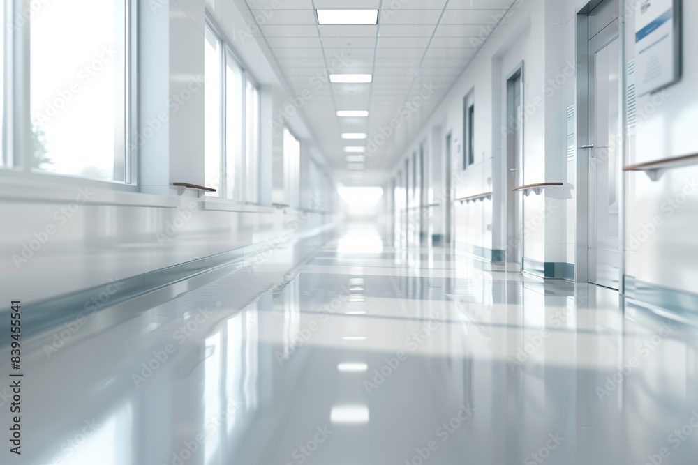 custom made wallpaper toronto digitalModern hospital corridor with reflective floor. Clean and bright healthcare hallway.