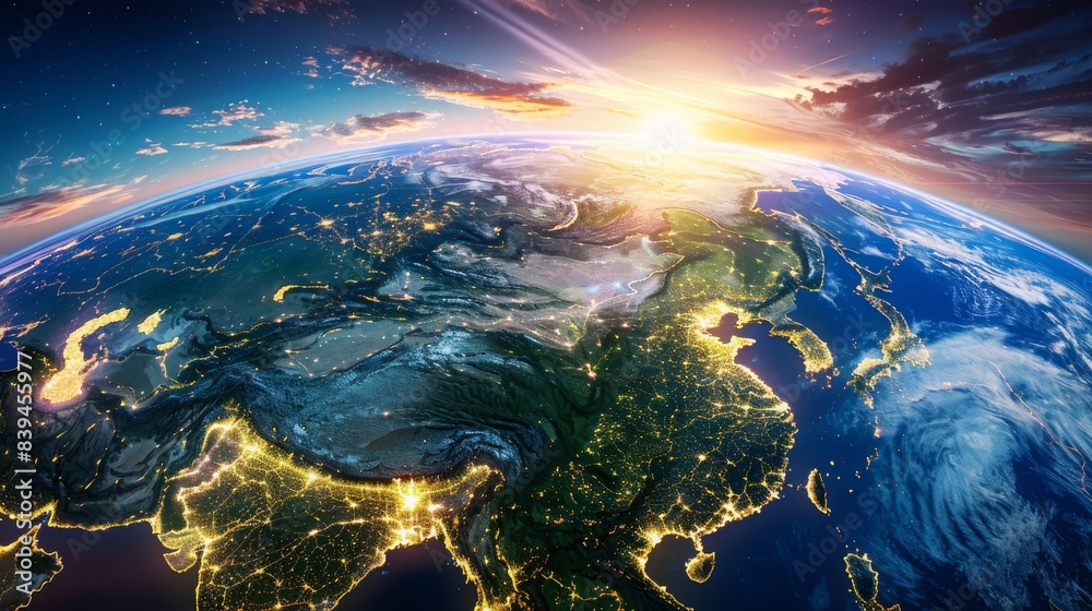 Fototapeta premium Earth Planet Viewed From Space