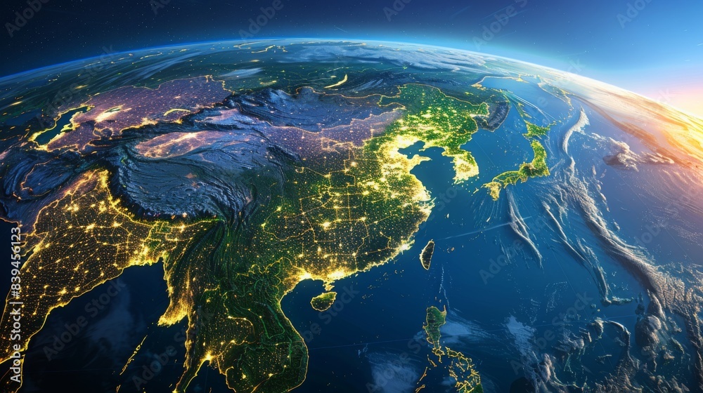 Fototapeta premium Earth Planet Viewed From Space