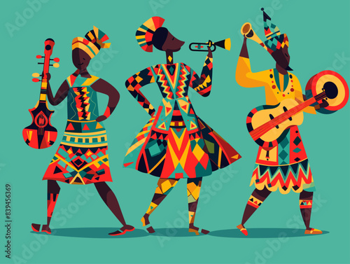 Mesmerizing Cultural Symphony: Musicians in Vibrant Garb Captivate with Traditional Melodies Amidst Animated Vigor