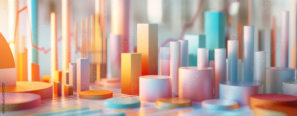 Obraz premium Abstract 3D data visualization chart. Colorful business data analysis 3D chart.