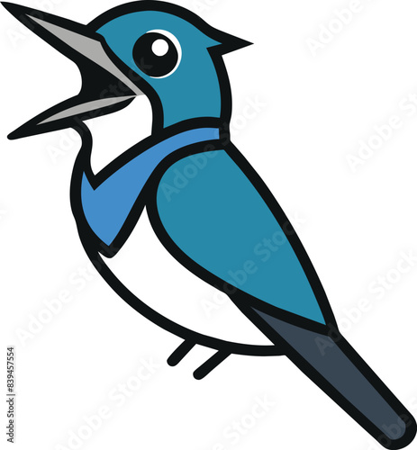 Belted Kingfisher bird screams icon vector illustration photo