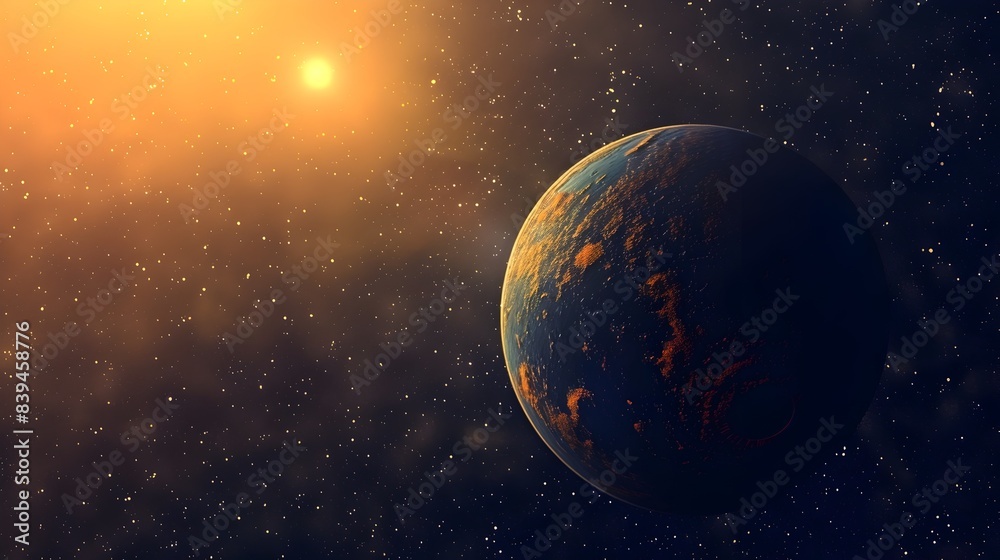 Glowing Earth-like Planet Floating in the Vast,Mysterious Cosmos Glowing Earth-like Planet Floating in the Vast,Mysterious Cosmos