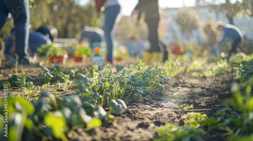 people working in an organic garden
