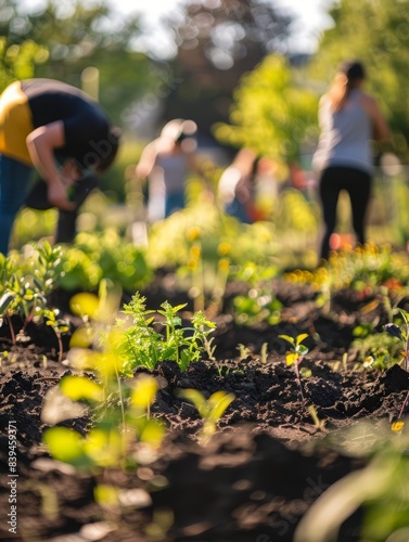 people working in an organic garden
