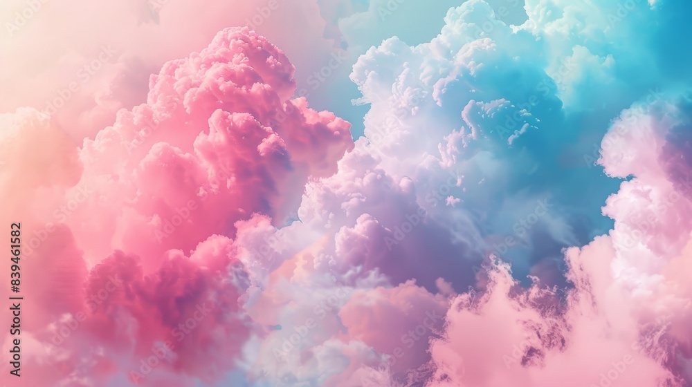 colorful sky with pink, blue and purple clouds. The sky is filled with ...