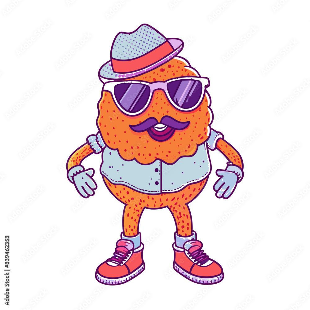 Naklejka premium bottomless suglass,illustration,anim, retro, vintage, mascot, character on white background