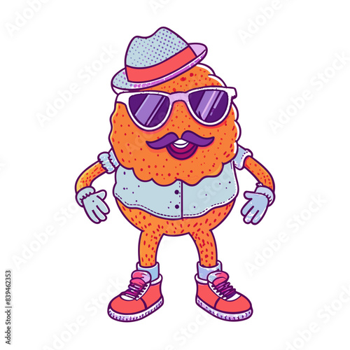 bottomless suglass,illustration,anim, retro, vintage, mascot, character on white background