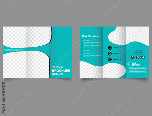 Trifold brochure design with image placeholder on both side. Editable and customize template brochure. Template for Corporate Business Promotion Marketing