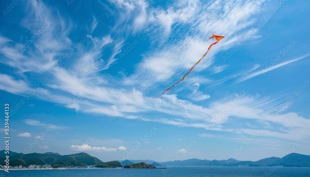 Whispers of Freedom: The Kite Soaring over Hatsushima