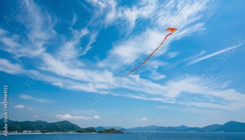Obraz na płótnie Whispers of Freedom: The Kite Soaring over Hatsushima w salonie