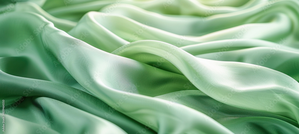 A closeup image of bright green satin material with intricate details, vibrant and captivating