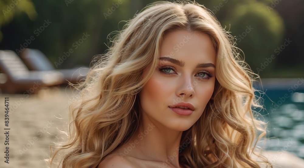 Blonde woman model wearing trendy clothes and makeup, model in trendy dress, photoshoot Blonde woman model wearing trendy clothes and makeup, model in trendy dress, photoshoot