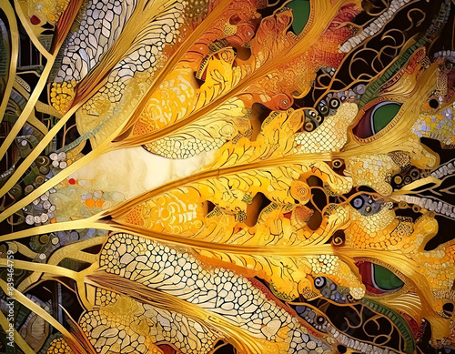 Abstract Feathers and Autumn Leaves