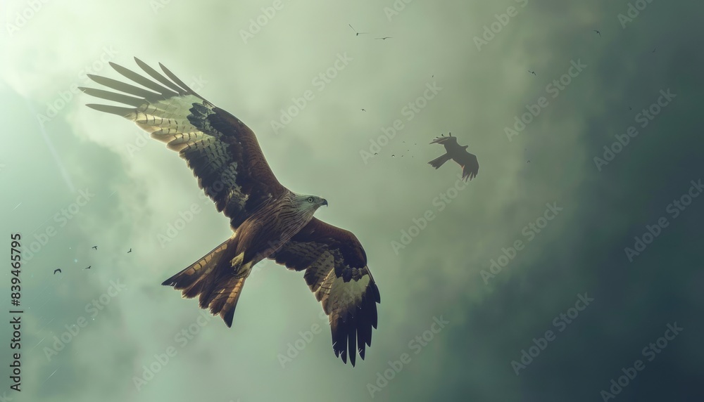 Obraz premium Graceful Majesty: A Stunning Red Kite Soaring at 7:4