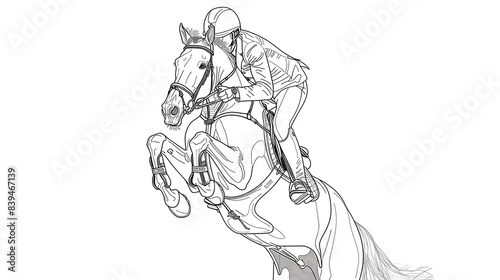 Wallpaper Mural Horse and Jockey in Mid-Air Jumping Over Obstacle on Equestrian Racetrack Stadium Torontodigital.ca