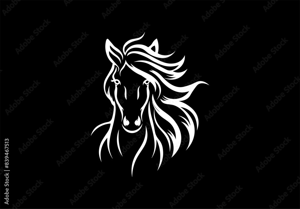 Fototapeta premium Portrait of a horse with a mane in a minimalist style. Vector illustration