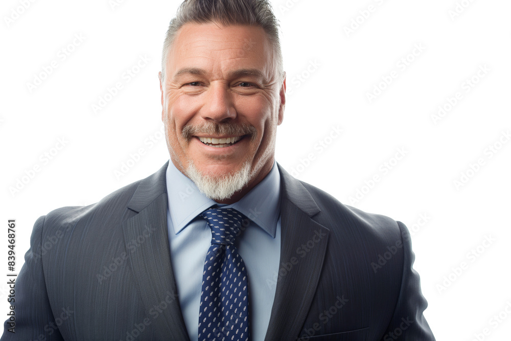 Smiling Muscular Caucasian Man in a Dark Blue Suit Smiling Muscular Caucasian Man in a Dark Blue Suit