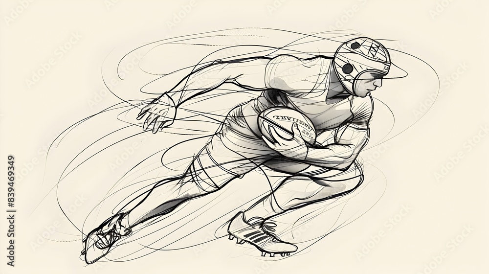 Minimalist Line Art Rugby Tackle Depicts Intense Sports Action Minimalist Line Art Rugby Tackle Depicts Intense Sports Action