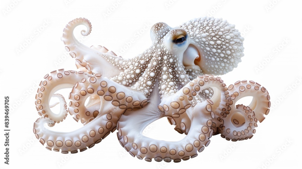 Obraz premium Octopus in white color isolated on white