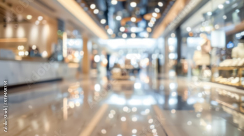 Wallpaper Mural Blurred shopping mall interior background. Wide view of a blurred shopping mall interior with bokeh lights, ideal for retail backgrounds. Torontodigital.ca