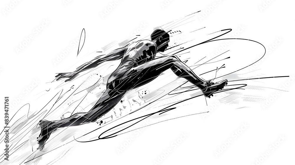 Minimalist Sketch of Leaping Long Jumper in Mid-Air Minimalist Sketch of Leaping Long Jumper in Mid-Air
