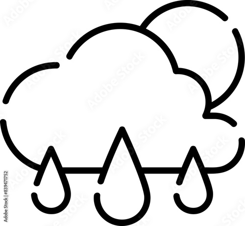 Rain cloud, hand-drawn ecology icon.