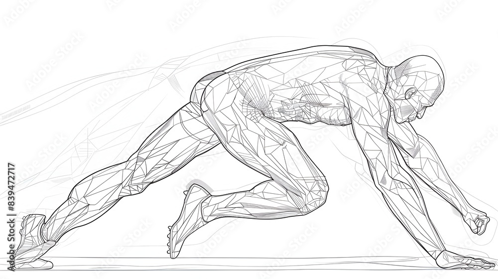 Powerful Athlete in Dynamic Motion Sketch