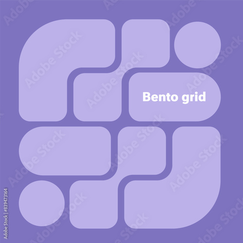 Bento grid web layout with y2k and brutal shapes. Morph Shapes. Trending bento brick Ui UX template. Web comics grids, various panel arrangements and different size tiles vector set.Liquid shapes