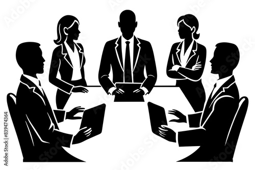 Business team meeting silhouette vector illustration