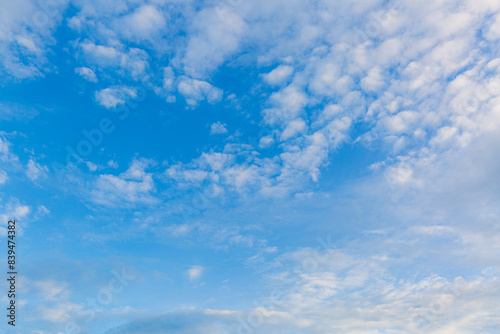Clouds and sky blue sky background with tiny clouds. panorama