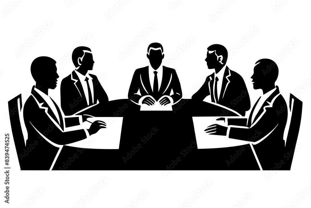Business team meeting silhouette vector illustration Business team meeting silhouette vector illustration
