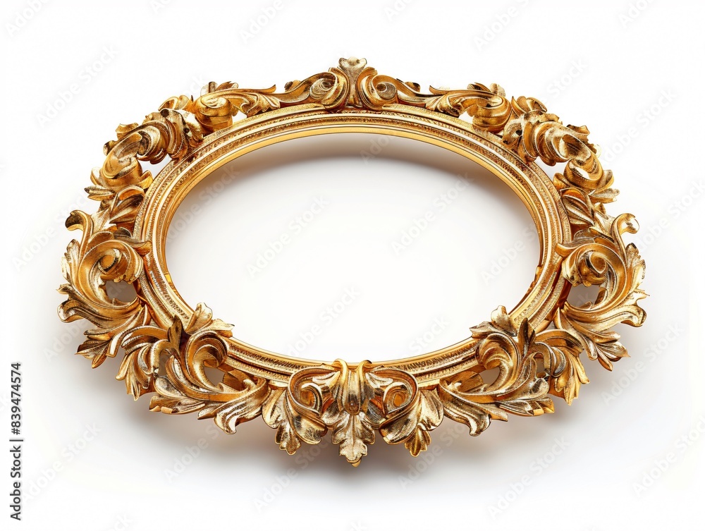 Close-up of gold frame on white background Close-up of gold frame on white background