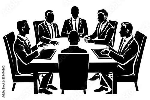 Business team meeting silhouette vector illustration