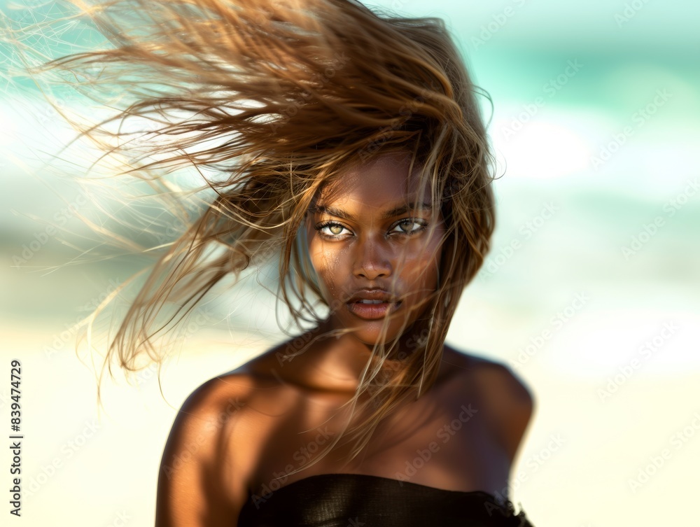 An African American young woman with beautiful eyes close-up. Well-groomed skin. Beauty and health. An African American young woman with beautiful eyes close-up. Well-groomed skin. Beauty and health.