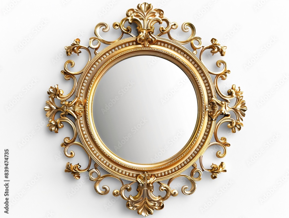 Close-up mirror gold frame wall Close-up mirror gold frame wall