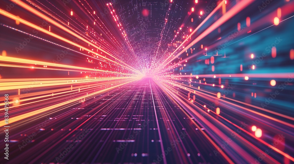 Naklejka premium Futuristic technology background with glowing lines and light effects.