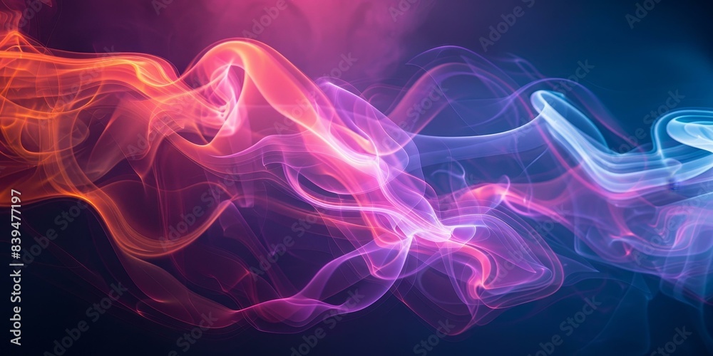 Obraz premium Experience mesmerizing neon smoke patterns against a dark backdrop in vibrant colors. The fluid swirls create a futuristic.