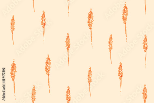 Vector Decorative Seamless colossus pattern on yellow background. Orange flowers ornament. Floral watercolor print for textile, wrapping paper, fabric
