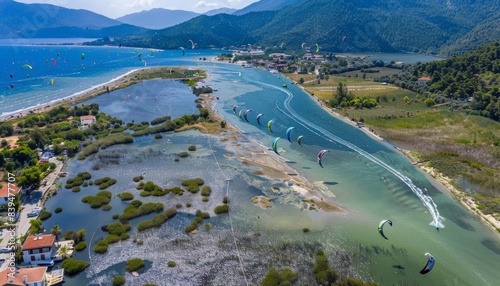 Aerial View of Kitesurfing Paradise in Akyaka, Turkey - Capturing the Thrill of Kiteboarding on Goko
