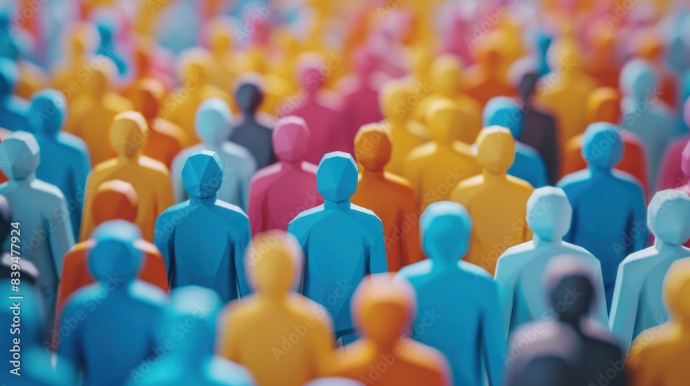 Obraz premium Diversity, equity and inclusion concept. DEIB. Colorful Paper People Crowd