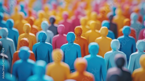 Diversity, equity and inclusion concept. DEIB. Colorful Paper People Crowd